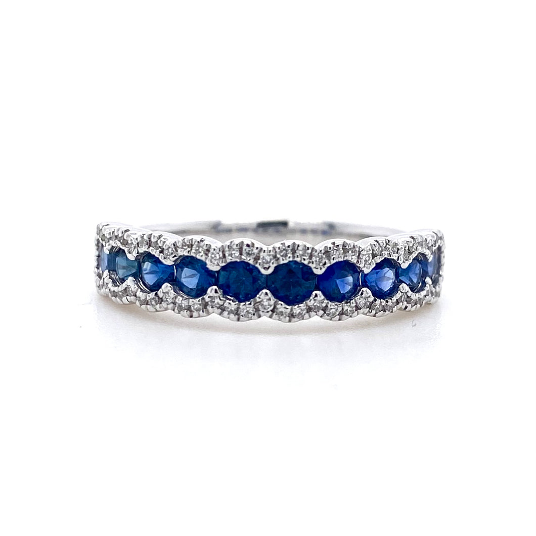 18ct White Gold, 0.78ct Sapphire & Diamond Eternity Ring