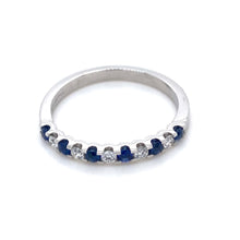 Load image into Gallery viewer, Platinum, Sapphire &amp; Diamond Cog-Set Eternity Ring
