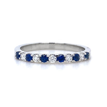 Load image into Gallery viewer, Platinum, Sapphire &amp; Diamond Cog-Set Eternity Ring
