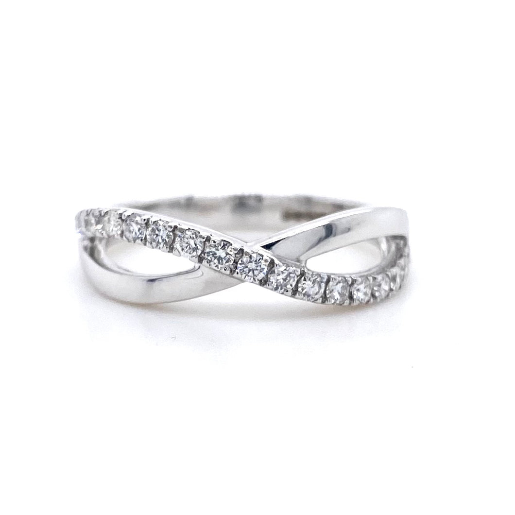 18ct White Gold, 0.55CT Diamond Crossover Eternity Ring