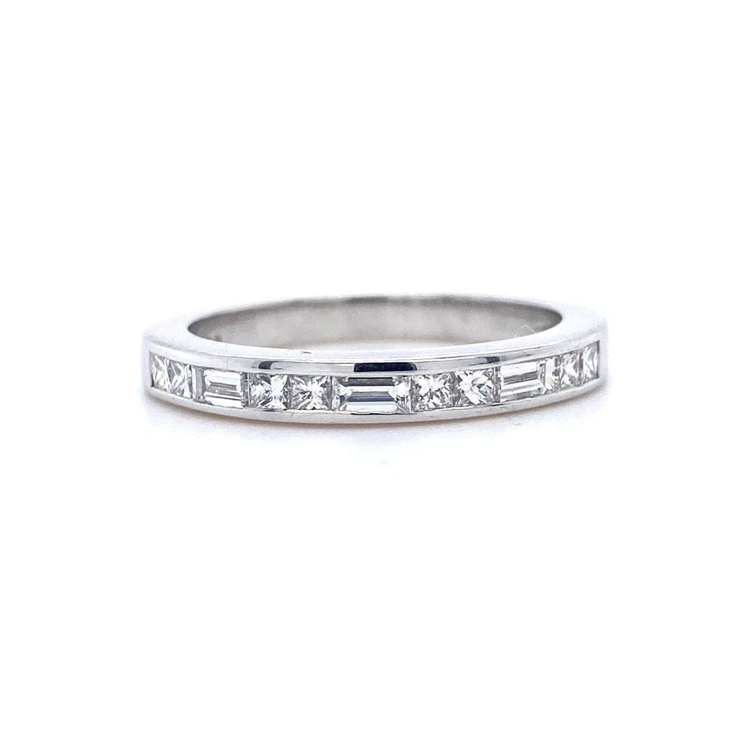 18ct White Gold, Princess & Baguette-Cut Diamond Eternity Ring