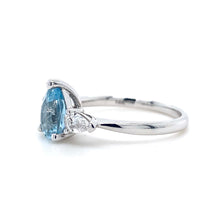 Load image into Gallery viewer, 18ct White Gold, 0.96ct Aquamarine &amp; Diamond Trilogy Ring
