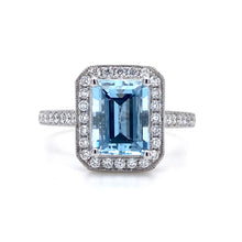 Load image into Gallery viewer, 18ct White Gold, 1.55ct Aquamarine &amp; Diamond Ring
