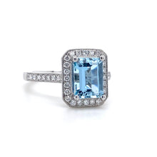 Load image into Gallery viewer, 18ct White Gold, 1.55ct Aquamarine &amp; Diamond Ring
