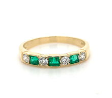 Load image into Gallery viewer, 18ct Yellow Gold, Emerald &amp; Diamond 7-Stone Ring
