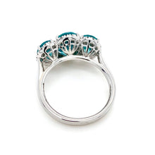 Load image into Gallery viewer, 18ct White Gold, 3.47ct Tourmaline &amp; Diamond Trilogy Cluster Ring
