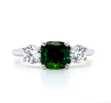 Load image into Gallery viewer, Platinum, 1.04ct Namibian Tourmaline &amp; Diamond Trilogy Ring
