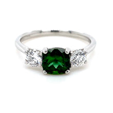 Load image into Gallery viewer, Platinum, 1.04ct Namibian Tourmaline &amp; Diamond Trilogy Ring
