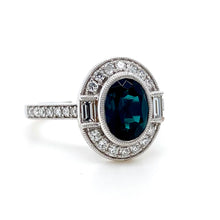 Load image into Gallery viewer, 18ct White Gold, 1.30ct Indicolite Tourmaline &amp; Diamond Cluster Ring
