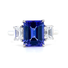 Load image into Gallery viewer, Platinum, 2.50ct Tanzanite &amp; Diamond Trilogy Ring
