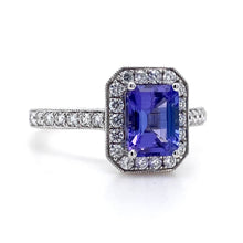 Load image into Gallery viewer, 18ct White Gold, 1.15ct Tanzanite &amp; Diamond Cluster Ring
