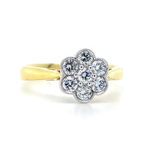 Load image into Gallery viewer, 18ct Yellow &amp; White Gold, 0.50ct Diamond &#39;Daisy&#39; Cluster Ring
