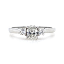 Load image into Gallery viewer, Platinum, 0.40ct G VS1 Oval Diamond Trilogy Ring
