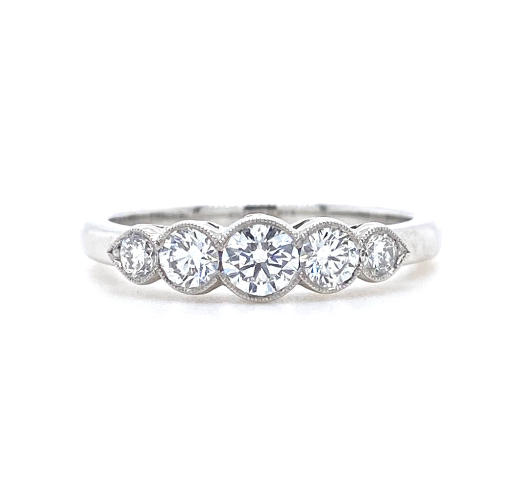 Platinum, 0.62ct Diamond Five-Stone Ring