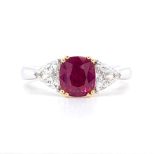 Load image into Gallery viewer, Platinum &amp; 18ct Yellow Gold, 1.71ct Ruby &amp; Diamond Trilogy Ring
