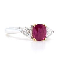 Load image into Gallery viewer, Platinum &amp; 18ct Yellow Gold, 1.71ct Ruby &amp; Diamond Trilogy Ring
