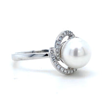 Load image into Gallery viewer, 18ct White Gold, Pearl &amp; Diamond Petal Ring
