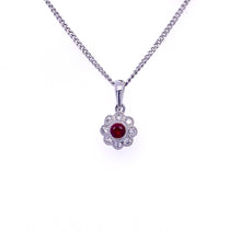 Load image into Gallery viewer, 18ct White Gold, Ruby &amp; Diamond Daisy Cluster Pendant
