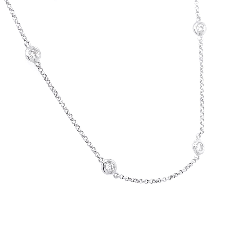 18ct White Gold, 0.42ct In-line Diamond Necklace