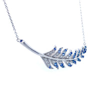 Load image into Gallery viewer, 18ct White Gold, Sapphire and Diamond Feather Necklace
