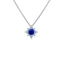 Load image into Gallery viewer, 18ct White Gold, 0.42ct Sapphire &amp; Diamond &#39;Star&#39; Cluster Pendant
