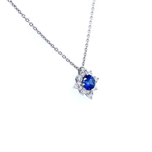 Load image into Gallery viewer, 18ct White Gold, 0.42ct Sapphire &amp; Diamond &#39;Star&#39; Cluster Pendant
