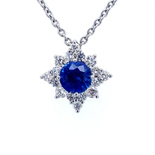 Load image into Gallery viewer, 18ct White Gold, 0.42ct Sapphire &amp; Diamond &#39;Star&#39; Cluster Pendant
