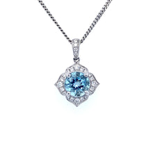 Load image into Gallery viewer, 18ct White Gold, 0.95ct Aquamarine &amp; Diamond Pendant
