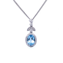 Load image into Gallery viewer, 18ct White Gold, 1.17ct Aquamarine &amp; Diamond Pendant
