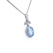 Load image into Gallery viewer, 18ct White Gold, 1.17ct Aquamarine &amp; Diamond Pendant
