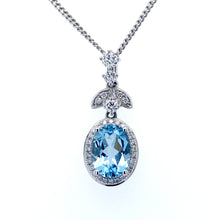 Load image into Gallery viewer, 18ct White Gold, 1.17ct Aquamarine &amp; Diamond Pendant
