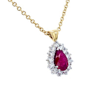 Load image into Gallery viewer, 18ct White &amp; Yellow Gold, 1.15ct Ruby &amp; Diamond Cluster Pendant
