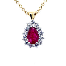 Load image into Gallery viewer, 18ct White &amp; Yellow Gold, 1.15ct Ruby &amp; Diamond Cluster Pendant
