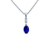 Load image into Gallery viewer, 9ct White Gold, 0.54ct Sapphire and Diamond Pendant
