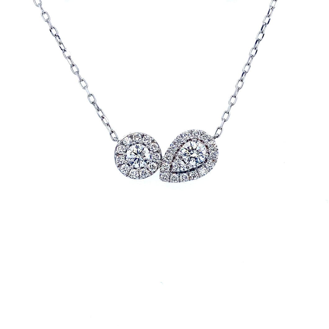 18ct White Gold, 0.62ct Diamond Toi et Moi Pendant