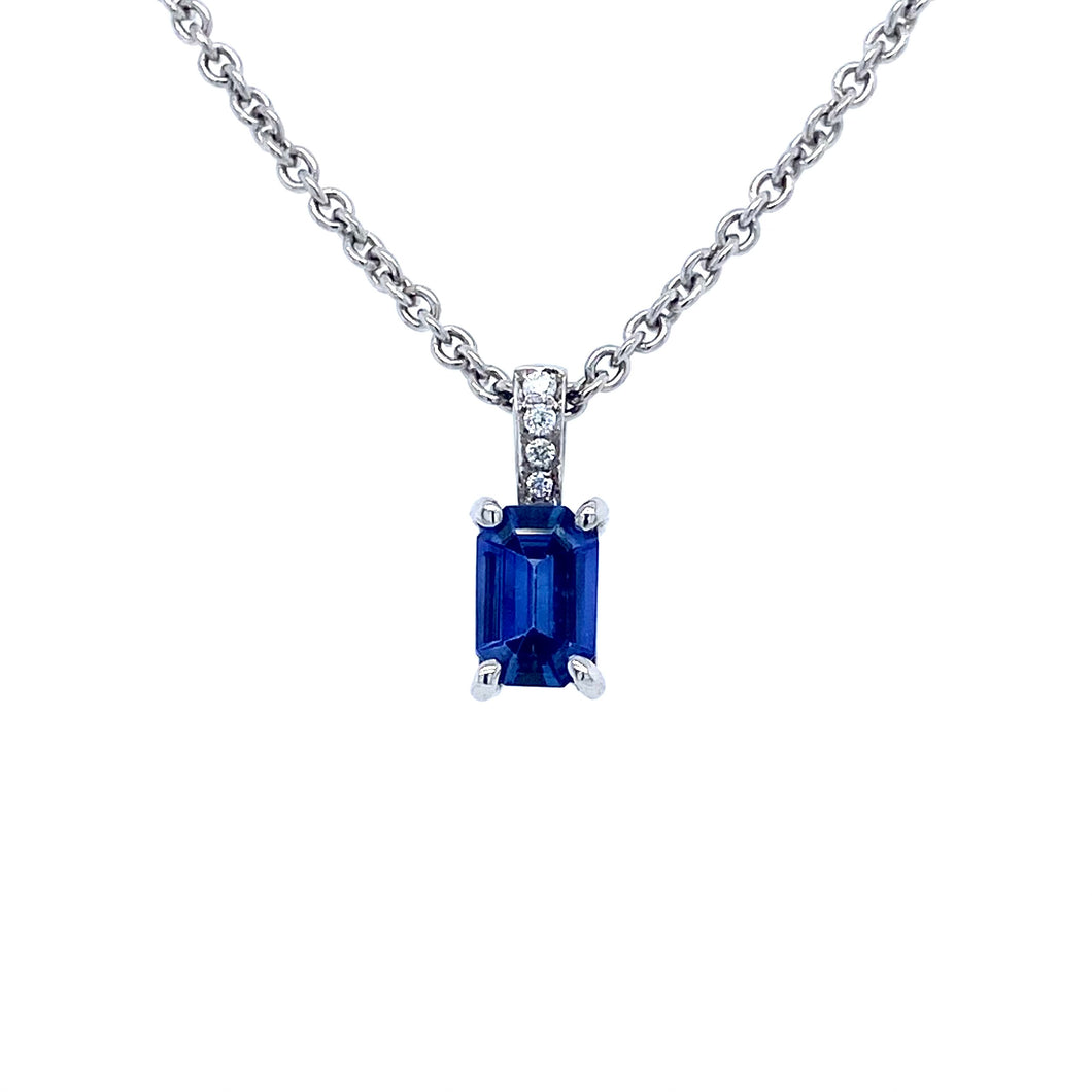 Platinum, 0.51ct Sapphire & Diamond Necklace