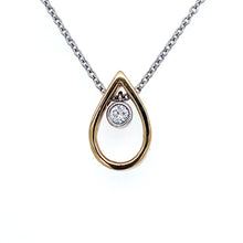 Load image into Gallery viewer, 9ct Yellow &amp; White Gold Diamond, Diamond Pear Cut-Out Pendant
