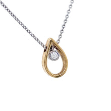 Load image into Gallery viewer, 9ct Yellow &amp; White Gold Diamond, Diamond Pear Cut-Out Pendant
