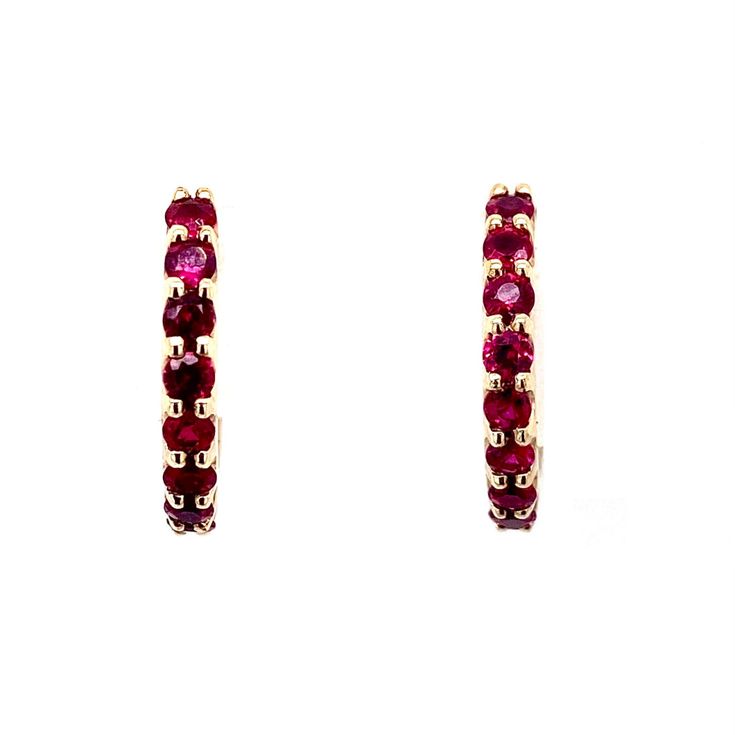 9ct Yellow Gold, 0.48ct Ruby Hoop Earrings