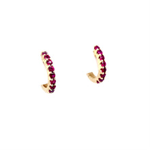 Load image into Gallery viewer, 9ct Yellow Gold, 0.48ct Ruby Hoop Earrings
