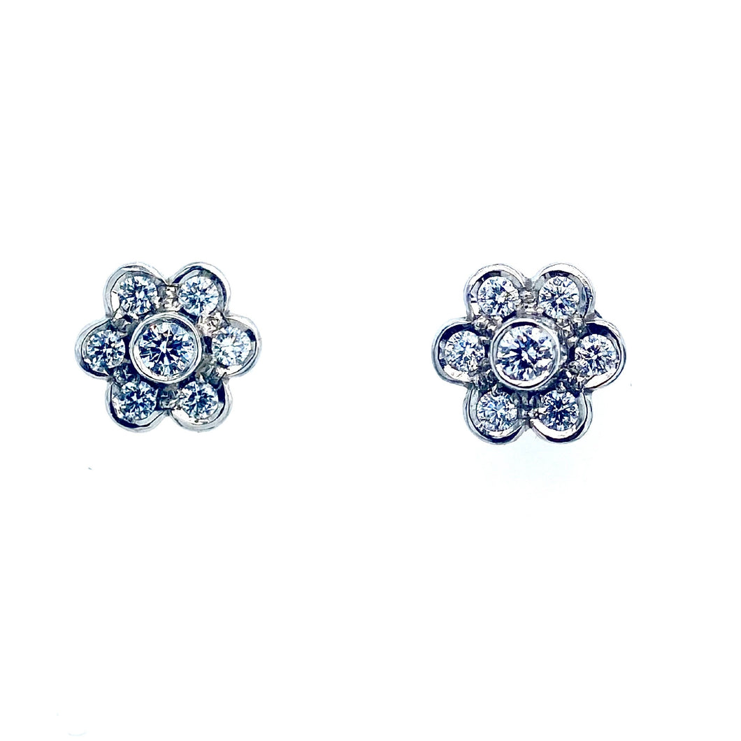 Platinum, 0.38tcw Diamond Daisy Cluster Earrings