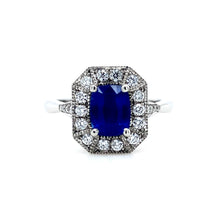 Load image into Gallery viewer, Platinum, 1.37ct Sapphire &amp; Diamond Cluster Ring
