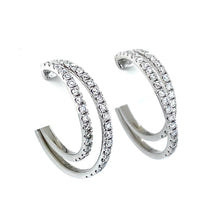 Load image into Gallery viewer, 18ct White Gold, 0.55ct Diamond Double Hoop Earrings
