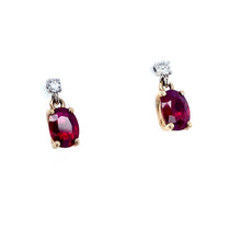 Load image into Gallery viewer, 9ct Yellow &amp; White Gold, 1.04ct Ruby &amp; Diamond Earrings
