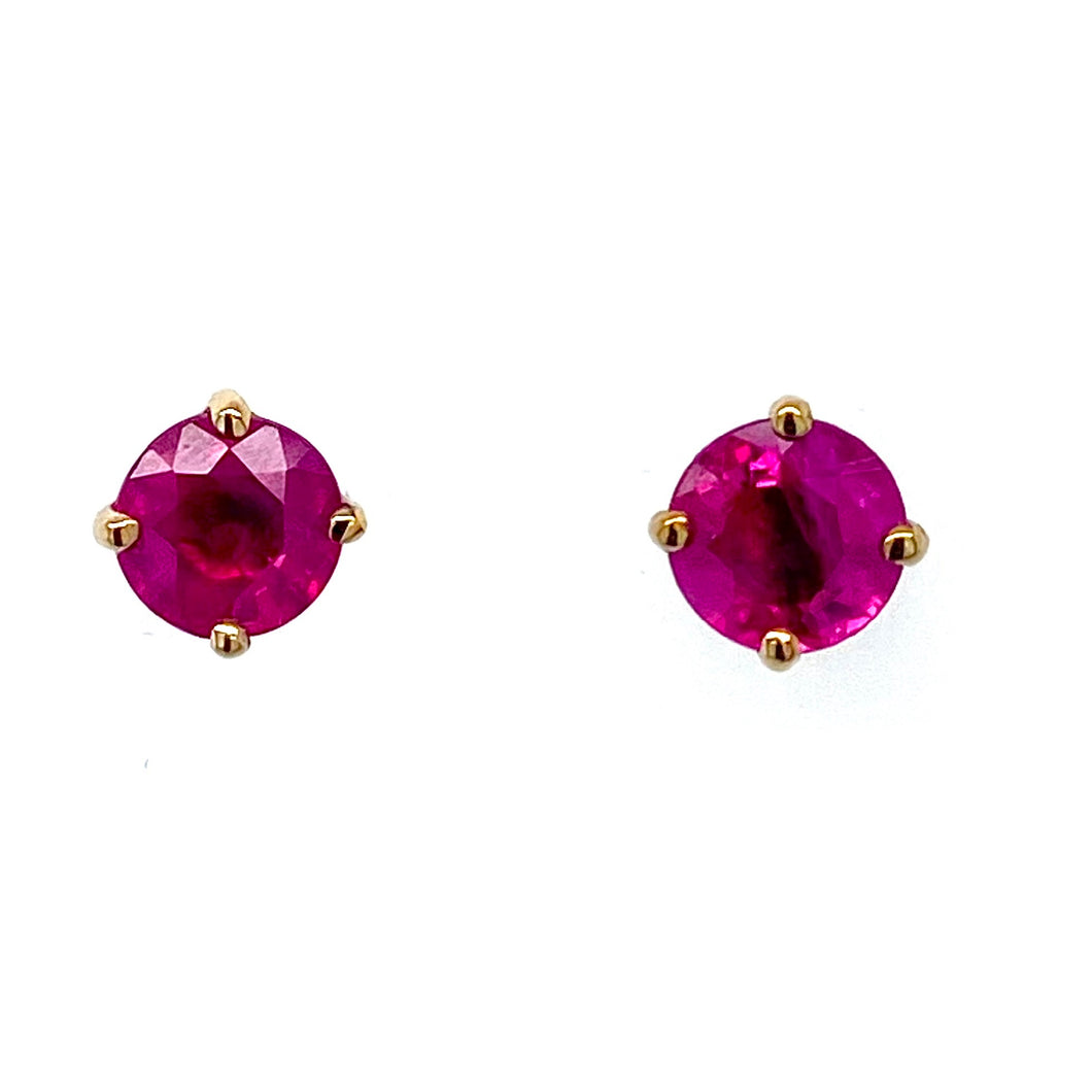 9ct Yellow Gold, 0.57tcw Ruby Stud Earrings