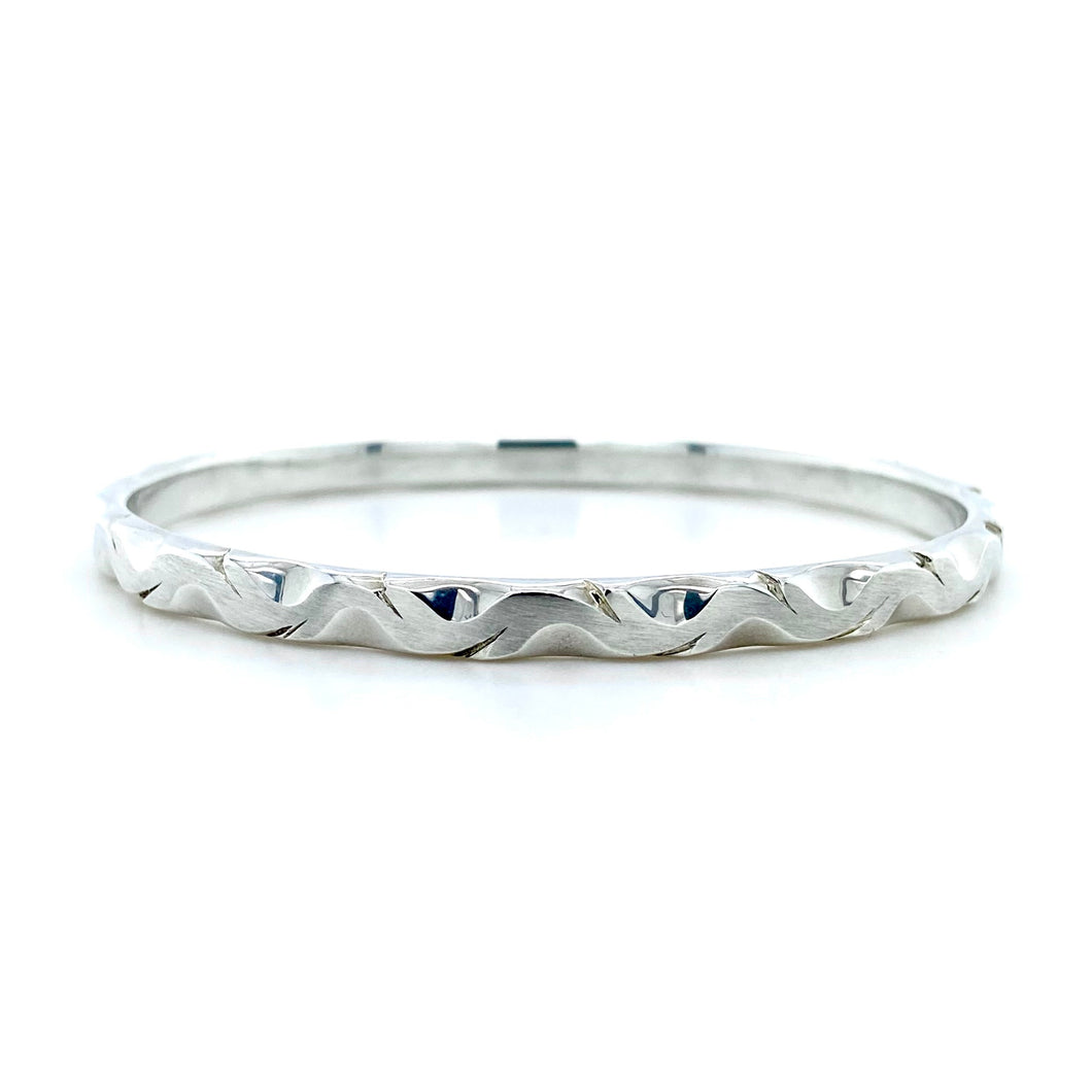 Sterling Silver, Thin Vine Pattern Bangle