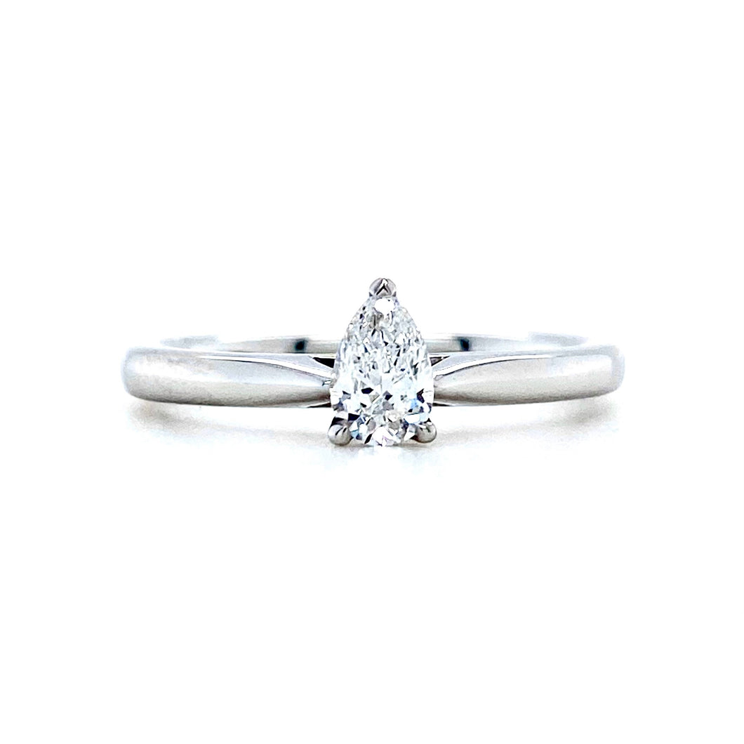 Platinum,0.30ct Pear-Shaped Diamond Ring