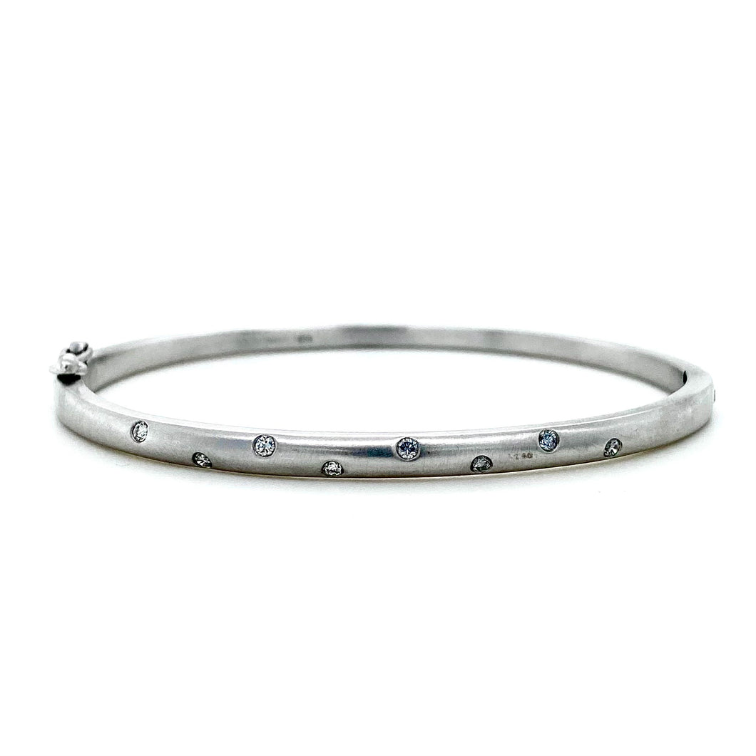 18ct White Gold, 0.16ct Diamond Hinged Bangle