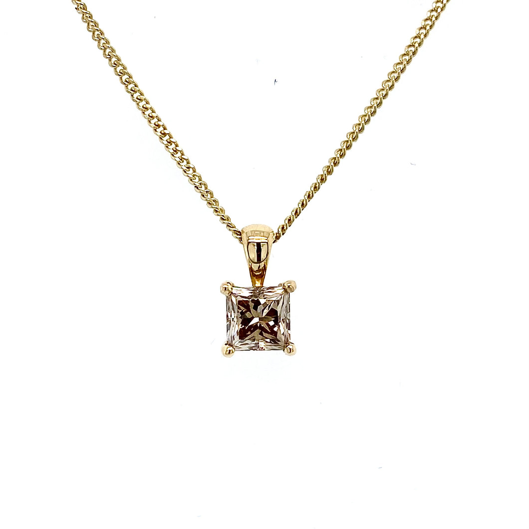 18ct Yellow Gold, 1.07ct Fancy Yellow/Brown, Vs2 Diamond Pendant