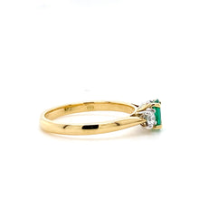 Load image into Gallery viewer, 18ct Yellow Gold &amp; White Gold, 0.37ct Emerald &amp; Diamond Trilogy Ring
